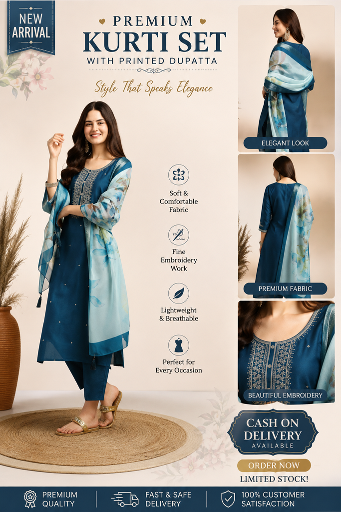 Premium Kurti Set With Dupatta...